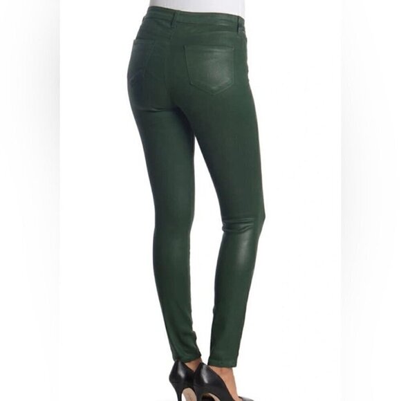 NWT L'AGENCE Marguerite High Rise Skinny Jean in Moss Green Coated - Size 27 - Picture 11 of 12